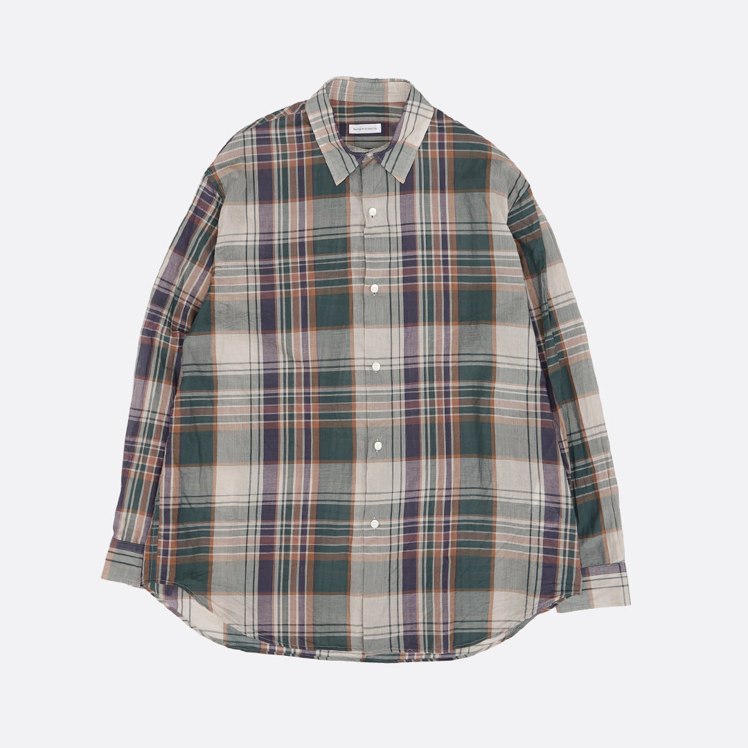 KAPTAIN SUNSHINE　Gauze Plaid Plain Shirt