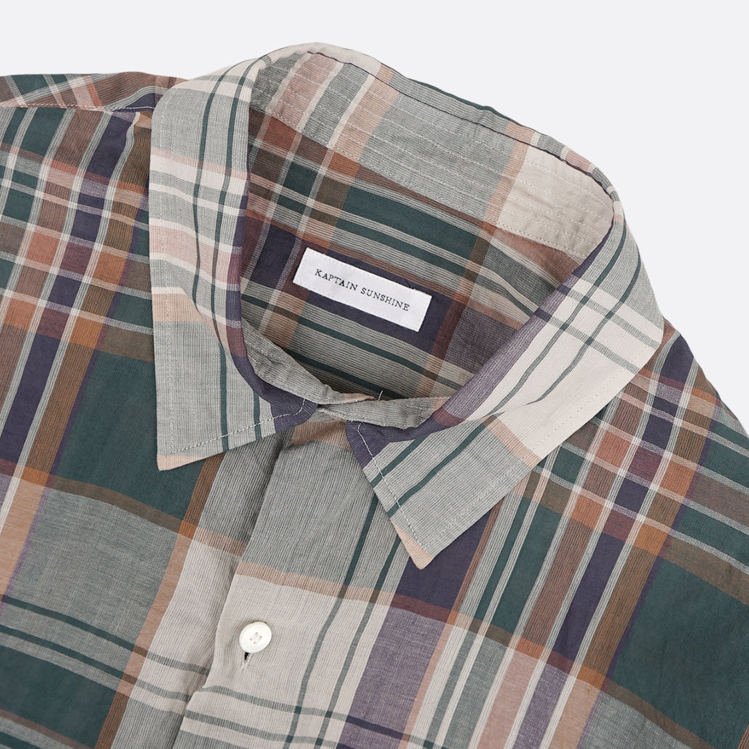 KAPTAIN SUNSHINE　Gauze Plaid Plain Shirt
