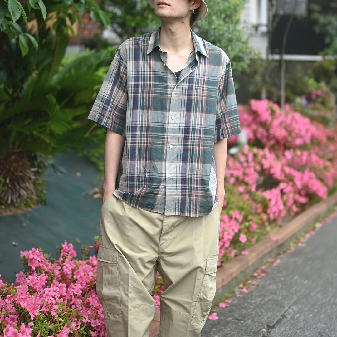 KAPTAIN SUNSHINE Gauze Plaid Plain SS Shirt
