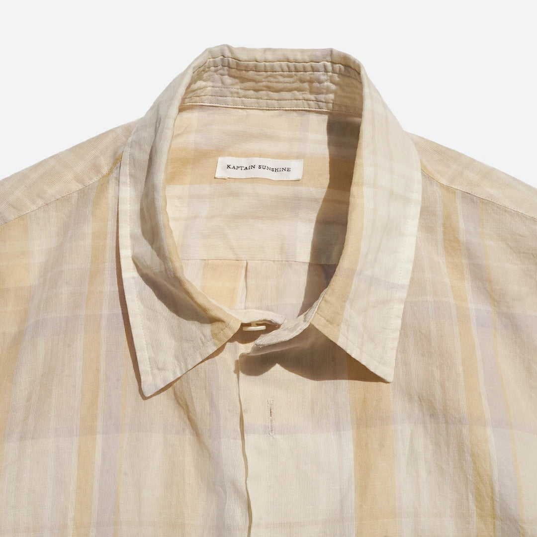 KAPTAIN SUNSHINE Gauze Plaid Plain SS Shirt