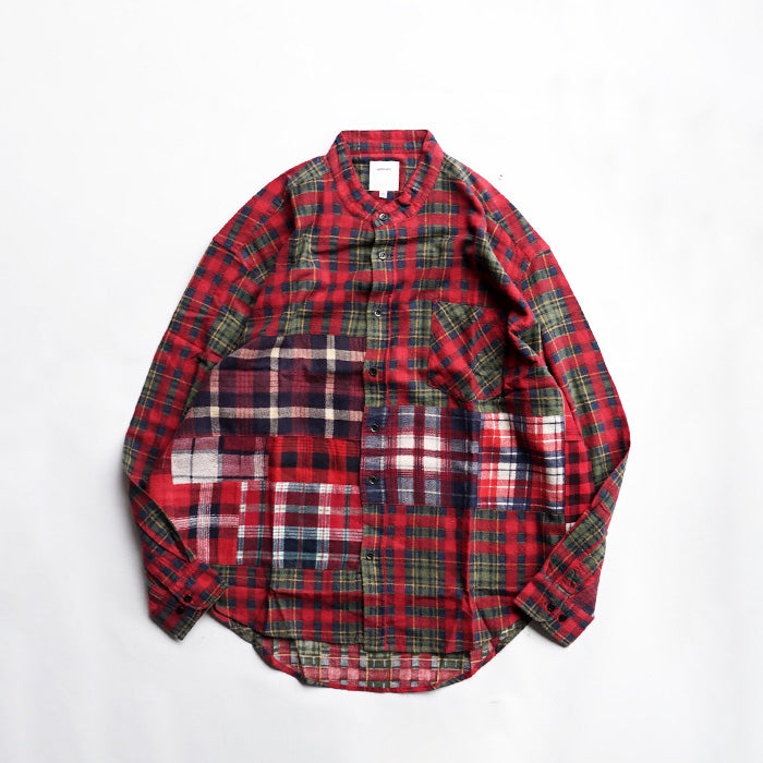 oddment　CUSTUM STAND COLLAR NEL SHIRT -RED