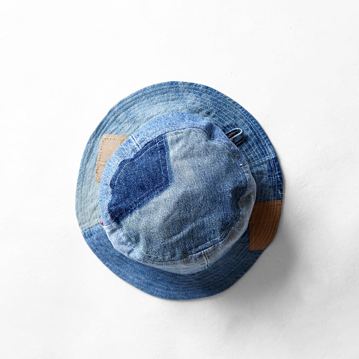 redad　patchwork bucket hat - denim