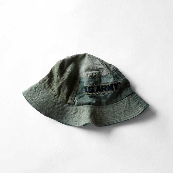 redad　patchwork bucket hat - military