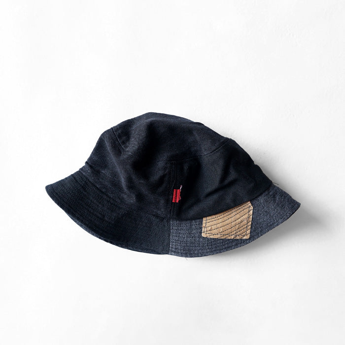 redad　patchwork bucket hat - black denim