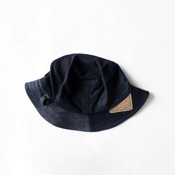 redad　patchwork bucket hat - black denim