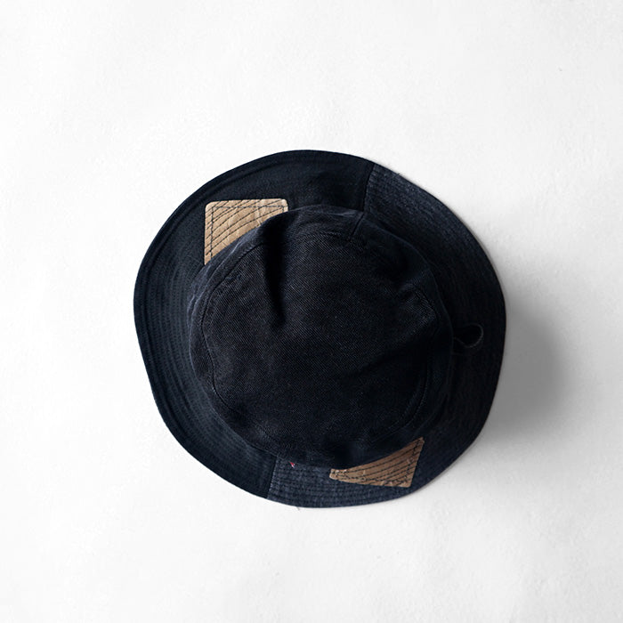 redad　patchwork bucket hat - black denim