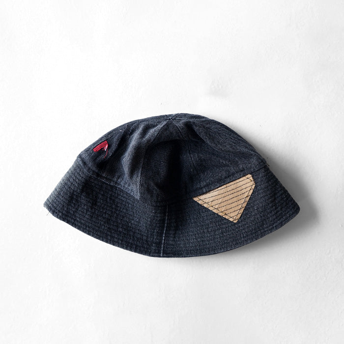 redad　patchwork sailor hat - black denim