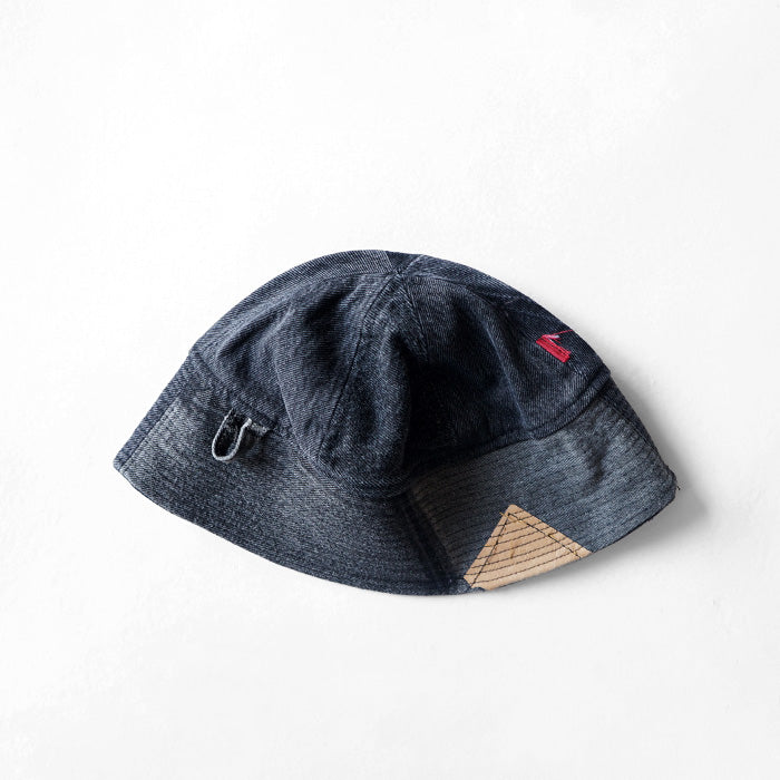 redad　patchwork sailor hat - black denim