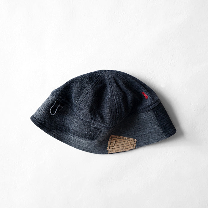 redad　patchwork sailor hat - black denim