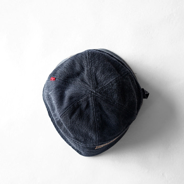 redad　patchwork sailor hat - black denim