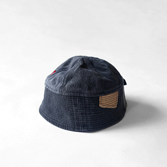 redad　patchwork sailor hat - black denim