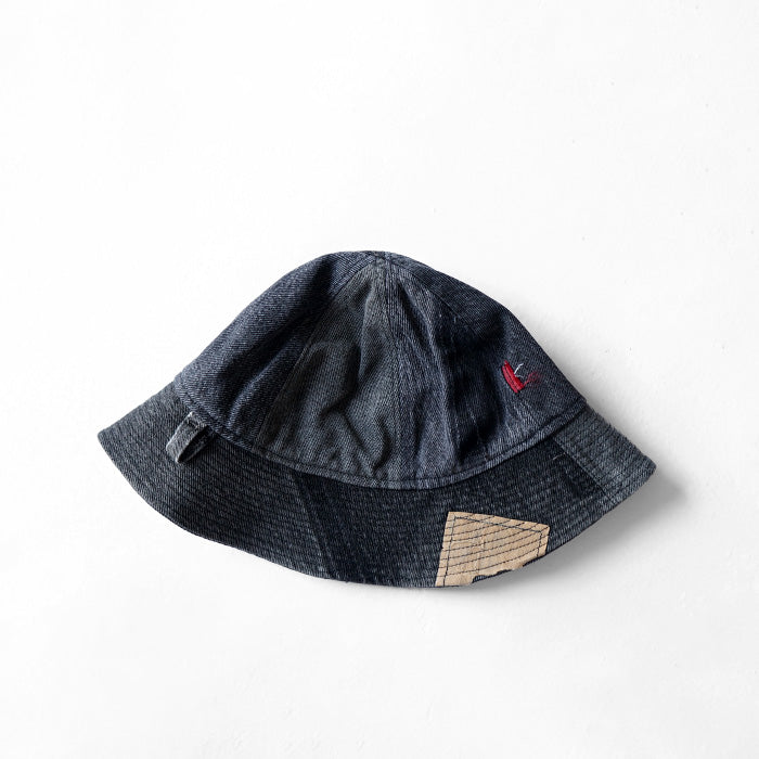 redad　patchwork safari hat - black denim