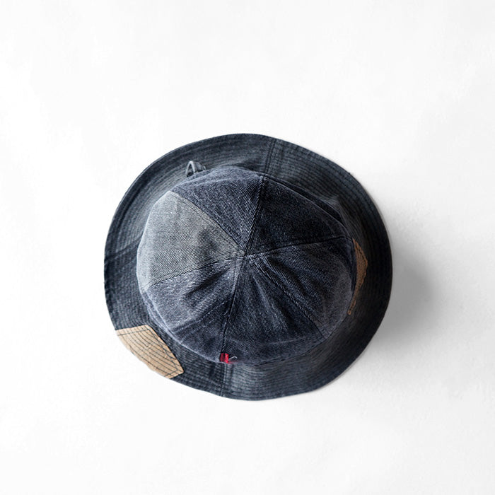 redad　patchwork safari hat - black denim