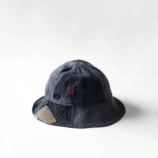 redad　patchwork safari hat - black denim