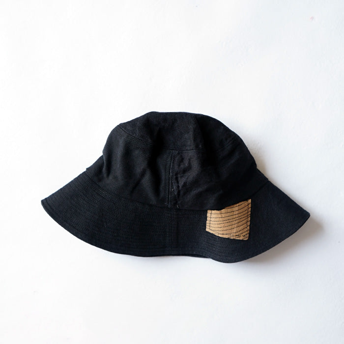 redad　patchwork wave hat - black denim