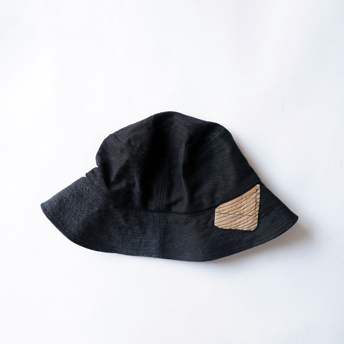 redad　patchwork wave hat - black denim