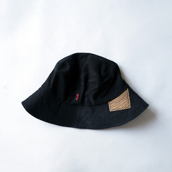 redad　patchwork wave hat - black denim