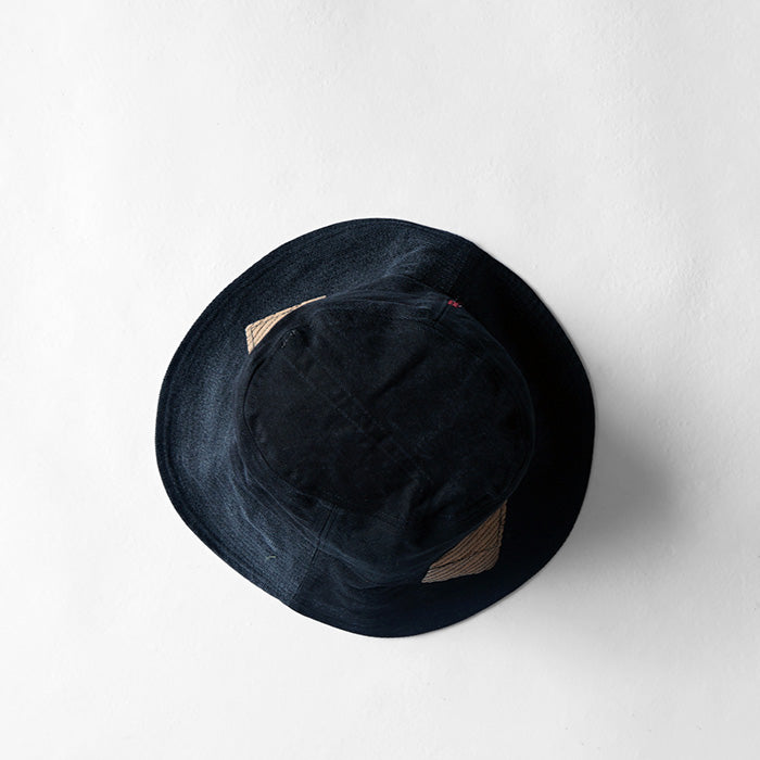 redad　patchwork wave hat - black denim