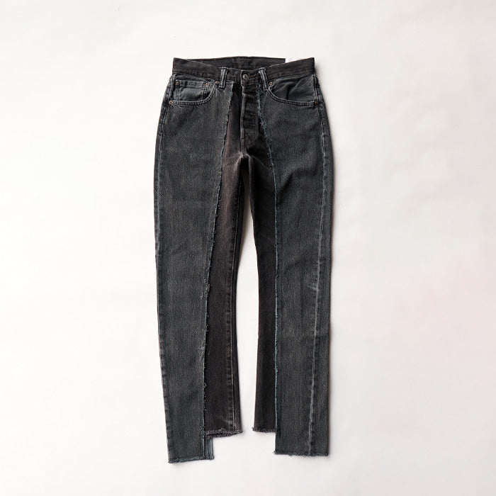 redad　black denim slash pant