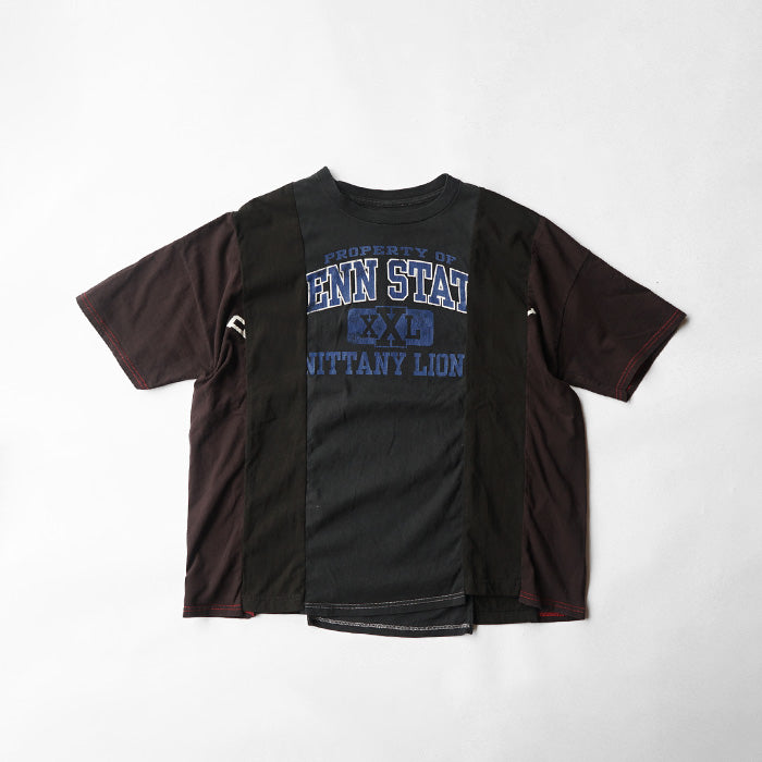 redad　patchwork black over dye t-sh