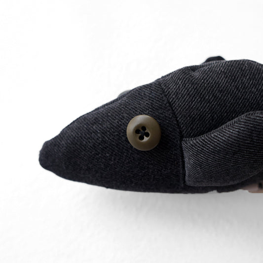 redad　patchwork soft toy Fish - black denim