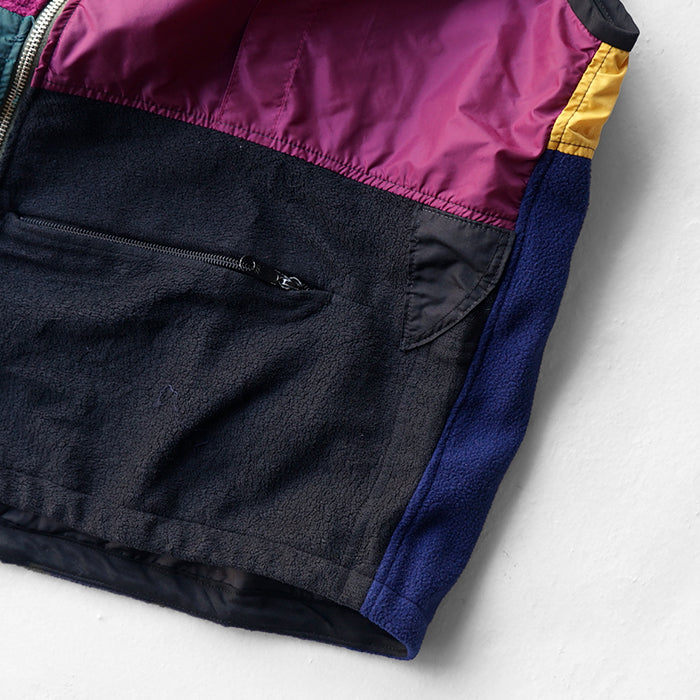 redad　outdoor patchwork hood vest