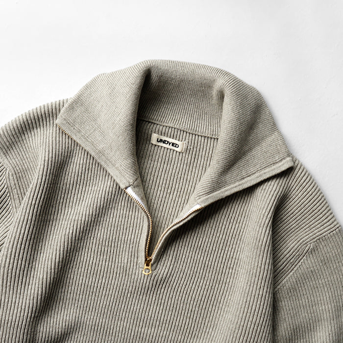 UNDYED STANDARD　AZE HALF ZIP KNIT