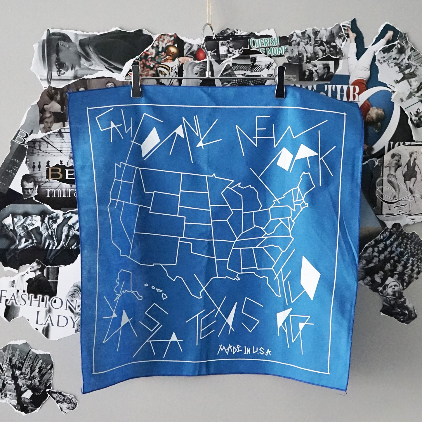 CONNECT/S　USA MAP PRINT BANDANA -BLUE